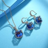image:imageEVEVIC Austrian Crystal Cube Pendant Necklace and Earrings Set for Women  14K GoldPlated FinishMatching Jewelry SetGeometric Cube PendantCrystal Dangle EarringsJewelry GiftBlue Crystal Rose Goldtone