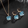 image:imageEVEVIC Austrian Crystal Cube Pendant Necklace and Earrings Set for Women  14K GoldPlated FinishMatching Jewelry SetGeometric Cube PendantCrystal Dangle EarringsJewelry GiftAquamarine Crystal Rose Goldtone