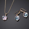 image:imageEVEVIC Austrian Crystal Cube Pendant Necklace and Earrings Set for Women  14K GoldPlated FinishMatching Jewelry SetGeometric Cube PendantCrystal Dangle EarringsJewelry GiftVitrail Light Rose Goldtone