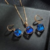 image:imageEVEVIC Austrian Crystal Cube Pendant Necklace and Earrings Set for Women  14K GoldPlated FinishMatching Jewelry SetGeometric Cube PendantCrystal Dangle EarringsJewelry GiftBlue Crystal Rose Goldtone