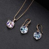 image:imageEVEVIC Austrian Crystal Cube Pendant Necklace and Earrings Set for Women  14K GoldPlated FinishMatching Jewelry SetGeometric Cube PendantCrystal Dangle EarringsJewelry GiftVitrail Light Rose Goldtone