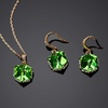 image:imageEVEVIC Austrian Crystal Cube Pendant Necklace and Earrings Set for Women  14K GoldPlated FinishMatching Jewelry SetGeometric Cube PendantCrystal Dangle EarringsJewelry GiftGreen Crystal Rose Goldtone