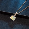 image:imageEVEVIC Austrian Crystal Cube Pendant Necklaces for Women 14K Gold Plated Hypoallergenic Dainty JewelryAurora Borealis