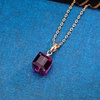 image:imageEVEVIC Austrian Crystal Cube Pendant Necklaces for Women 14K Gold Plated Hypoallergenic Dainty JewelryFuchsia