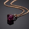 image:imageEVEVIC Austrian Crystal Cube Pendant Necklaces for Women 14K Gold Plated Hypoallergenic Dainty JewelryFuchsia
