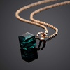image:imageEVEVIC Austrian Crystal Cube Pendant Necklaces for Women 14K Gold Plated Hypoallergenic Dainty JewelryGreen