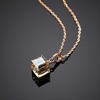 image:imageEVEVIC Austrian Crystal Cube Pendant Necklaces for Women 14K Gold Plated Hypoallergenic Dainty JewelryLight Topaz
