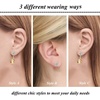 image:imageEVEVIC Austrian Crystal Earring Jackets for Women Square Drop Earrings  2In1 Front Back Earrings Square Crystal Drop Round Stud Top 14K GoldPlated Finish Wedding Guest And Dinner WearYellowGolden