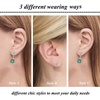 image:imageEVEVIC Austrian Crystal Earring Jackets for Women Square Drop Earrings  2In1 Front Back Earrings Square Crystal Drop Round Stud Top 14K GoldPlated Finish Wedding Guest And Dinner WearAurora Green