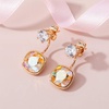 image:imageEVEVIC Austrian Crystal Earring Jackets for Women Square Drop Earrings  2In1 Front Back Earrings Square Crystal Drop Round Stud Top 14K GoldPlated Finish Wedding Guest And Dinner WearYellowGolden