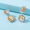 image:imageEVEVIC Austrian Crystal Earring Jackets for Women Square Drop Earrings  2In1 Front Back Earrings Square Crystal Drop Round Stud Top 14K GoldPlated Finish Wedding Guest And Dinner WearYellowGolden