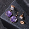 image:imageEVEVIC Austrian Crystal Earring Jackets for Women Square Drop Earrings  2In1 Front Back Earrings Square Crystal Drop Round Stud Top 14K GoldPlated Finish Wedding Guest And Dinner WearTanzanite