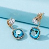 image:imageEVEVIC Austrian Crystal Earring Jackets for Women Square Drop Earrings  2In1 Front Back Earrings Square Crystal Drop Round Stud Top 14K GoldPlated Finish Wedding Guest And Dinner WearAurora Green