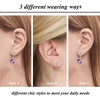 image:imageEVEVIC Austrian Crystal Earring Jackets for Women Square Drop Earrings  2In1 Front Back Earrings Square Crystal Drop Round Stud Top 14K GoldPlated Finish Wedding Guest And Dinner WearTanzanite