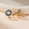 image:imageEVEVIC Austrian Crystal Flower Clip on Earrings for Women Trendy14K Gold Plated Hypoallergenic Non Pierced Sunflower Earrings Jewelry GiftBlue
