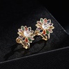 image:imageEVEVIC Austrian Crystal Flower Clip on Earrings for Women Trendy14K Gold Plated Hypoallergenic Non Pierced Sunflower Earrings Jewelry GiftColorful