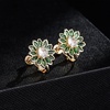 image:imageEVEVIC Austrian Crystal Flower Clip on Earrings for Women Trendy14K Gold Plated Hypoallergenic Non Pierced Sunflower Earrings Jewelry GiftGreen