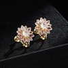 image:imageEVEVIC Austrian Crystal Flower Clip on Earrings for Women Trendy14K Gold Plated Hypoallergenic Non Pierced Sunflower Earrings Jewelry GiftPink