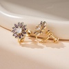 image:imageEVEVIC Austrian Crystal Flower Clip on Earrings for Women Trendy14K Gold Plated Hypoallergenic Non Pierced Sunflower Earrings Jewelry GiftPurple