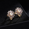 image:imageEVEVIC Austrian Crystal Flower Clip on Earrings for Women Trendy14K Gold Plated Hypoallergenic Non Pierced Sunflower Earrings Jewelry GiftPurple
