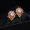 image:imageEVEVIC Austrian Crystal Flower Clip on Earrings for Women Trendy14K Gold Plated Hypoallergenic Non Pierced Sunflower Earrings Jewelry GiftRed