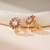 image:imageEVEVIC Austrian Crystal Flower Clip on Earrings for Women Trendy14K Gold Plated Hypoallergenic Non Pierced Sunflower Earrings Jewelry GiftRed