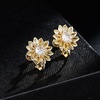 image:imageEVEVIC Austrian Crystal Flower Clip on Earrings for Women Trendy14K Gold Plated Hypoallergenic Non Pierced Sunflower Earrings Jewelry GiftYellow
