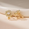 image:imageEVEVIC Austrian Crystal Flower Clip on Earrings for Women Trendy14K Gold Plated Hypoallergenic Non Pierced Sunflower Earrings Jewelry GiftYellow