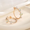 image:imageEVEVIC Austrian Crystal Half Hoop Earrings for Women14K Rose Gold Plated  Austrian crystal sculpted halfhoop silhouette 14K rose gold plated brass sparkling CZ accents pushback postsYellow Gold Main Crystal