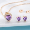 image:imageEVEVIC Austrian Crystal Halo Heart Pendant Necklace Earrings for Women 14K Gold Plated Hypoallergenic Jewelry SetTanzanite