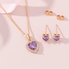 image:imageEVEVIC Austrian Crystal Halo Heart Pendant Necklace Earrings for Women 14K Gold Plated Hypoallergenic Jewelry SetTanzanite