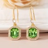 image:imageEVEVIC Austrian Crystal Halo Octagon Pendant Necklaces Earrings Set for Women 14K Gold Plated Fashion Dainty Hypoallergenic Jewelry Sets Fern Green