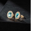 image:imageEVEVIC Austrian Crystal Halo Oval Stud Earrings for Women Trendy14k Gold Plated Hypoallergenic Earring Jewelry GiftAquamarine