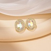 image:imageEVEVIC Austrian Crystal Halo Oval Stud Earrings for Women Trendy14k Gold Plated Hypoallergenic Earring Jewelry GiftAurora Borealis