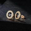 image:imageEVEVIC Austrian Crystal Halo Oval Stud Earrings for Women Trendy14k Gold Plated Hypoallergenic Earring Jewelry GiftGreyBlack