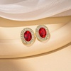 image:imageEVEVIC Austrian Crystal Halo Oval Stud Earrings for Women Trendy14k Gold Plated Hypoallergenic Earring Jewelry GiftRed