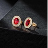 image:imageEVEVIC Austrian Crystal Halo Oval Stud Earrings for Women Trendy14k Gold Plated Hypoallergenic Earring Jewelry GiftRed