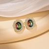 image:imageEVEVIC Austrian Crystal Halo Oval Stud Earrings for Women Trendy14k Gold Plated Hypoallergenic Earring Jewelry GiftVitrail Medium