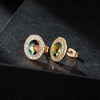 image:imageEVEVIC Austrian Crystal Halo Oval Stud Earrings for Women Trendy14k Gold Plated Hypoallergenic Earring Jewelry GiftVitrail Medium