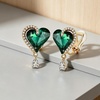 image:imageEVEVIC Austrian Crystal Heart Clip on Earrings for Women Trendy Halo Teardrop 14K Gold Plated Hypoallergenic Non Piercing Comfortable Jewelry GiftEmerald Green