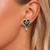 image:imageEVEVIC Austrian Crystal Heart Clip on Earrings for Women Trendy Halo Teardrop 14K Gold Plated Hypoallergenic Non Piercing Comfortable Jewelry GiftEmerald Green