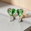image:imageEVEVIC Austrian Crystal Heart Clip on Earrings for Women Trendy Halo Teardrop 14K Gold Plated Hypoallergenic Non Piercing Comfortable Jewelry GiftFern Green