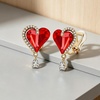 image:imageEVEVIC Austrian Crystal Heart Clip on Earrings for Women Trendy Halo Teardrop 14K Gold Plated Hypoallergenic Non Piercing Comfortable Jewelry GiftRed