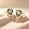 image:imageEVEVIC Austrian Crystal Heart Clip on Earrings for Women Trendy Halo Teardrop 14K Gold Plated Hypoallergenic Non Piercing Comfortable Jewelry GiftVitrail Medium