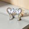 image:imageEVEVIC Austrian Crystal Heart Clip on Earrings for Women Trendy Halo Teardrop 14K Gold Plated Hypoallergenic Non Piercing Comfortable Jewelry GiftWhite Clear