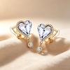 image:imageEVEVIC Austrian Crystal Heart Clip on Earrings for Women Trendy Halo Teardrop 14K Gold Plated Hypoallergenic Non Piercing Comfortable Jewelry GiftWhite Clear