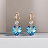 image:imageEVEVIC Austrian Crystal Hollow Heart Drop Earrings for Women French Hook  14K GoldPlated Finish Heart Dangle Earrings Hollow Floral Center Sparkling Top Stone Date Night And Dinner WearBermuda Blue Rose Goldtone