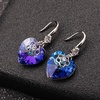 image:imageEVEVIC Austrian Crystal Hollow Heart Drop Earrings for Women French Hook  14K GoldPlated Finish Heart Dangle Earrings Hollow Floral Center Sparkling Top Stone Date Night And Dinner WearViolet