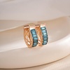 image:imageEVEVIC Austrian Crystal Huggie Hoop Earrings for Women Trendy Hypoallergenic 14K Small Rose Gold Plated Hoops Earring Jewelry GiftsBlue