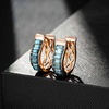 image:imageEVEVIC Austrian Crystal Huggie Hoop Earrings for Women Trendy Hypoallergenic 14K Small Rose Gold Plated Hoops Earring Jewelry GiftsBlue